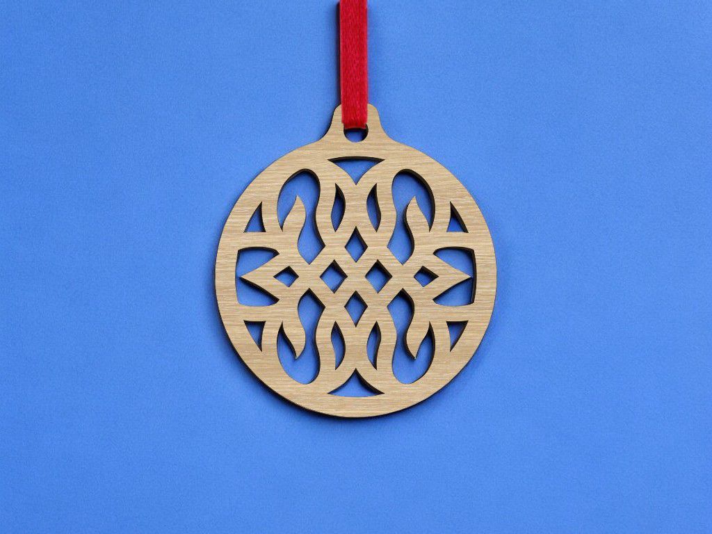 Laser Cut Christmas Ball Ornament Craft Vector