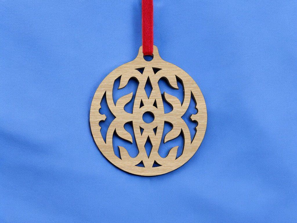 Laser Cut Xmas Tree Bauble Decoration Vector