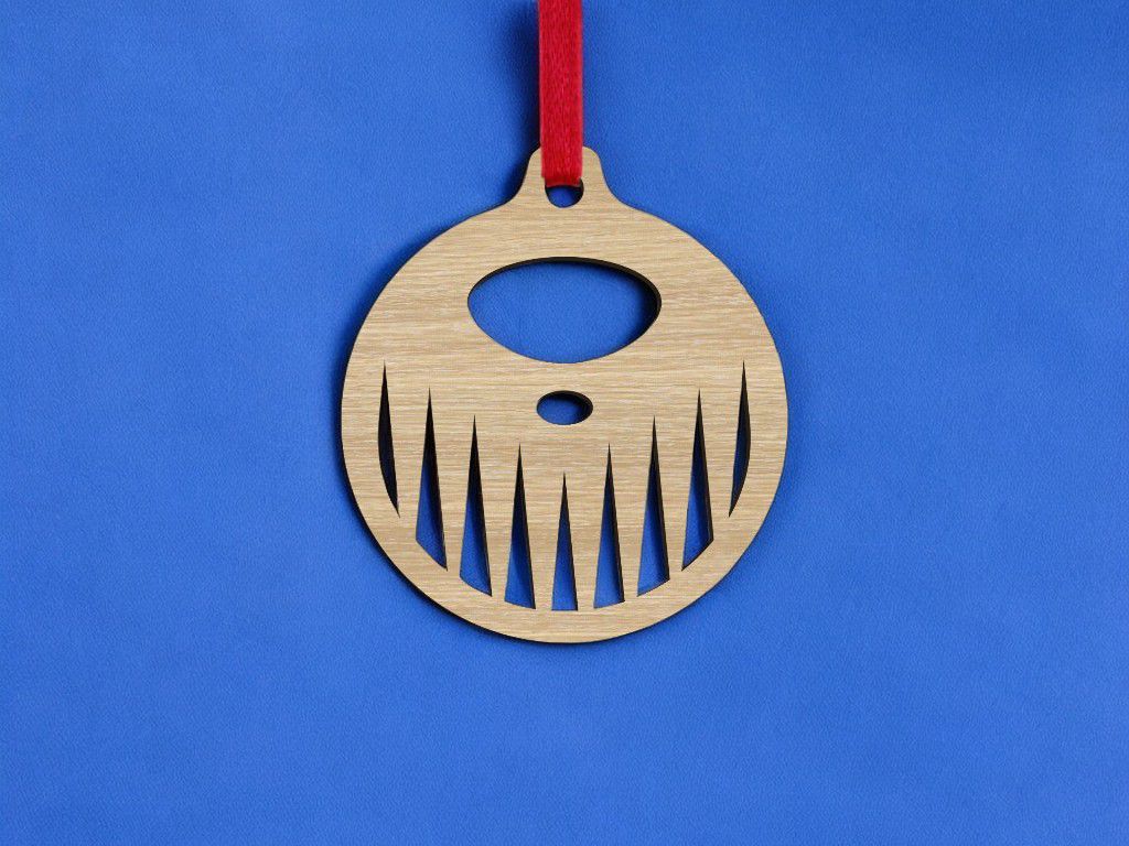 Laser Cut Wooden Christmas Tree Bauble Vector