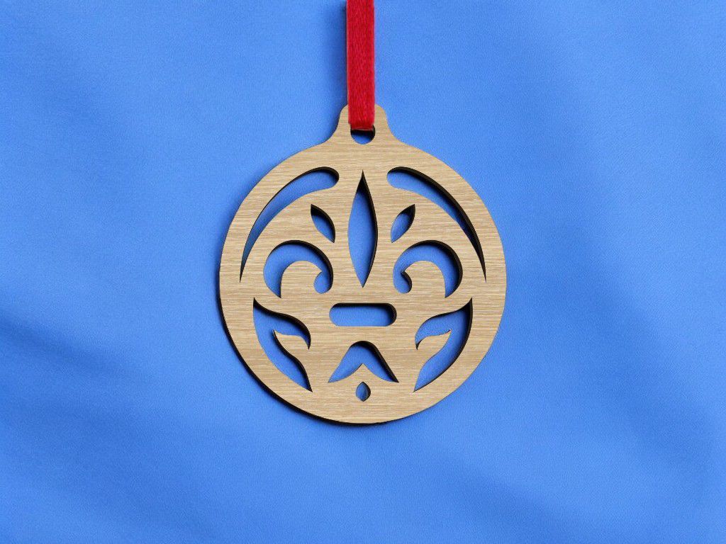 Laser Cut Wooden Christmas Tree Ball Vector