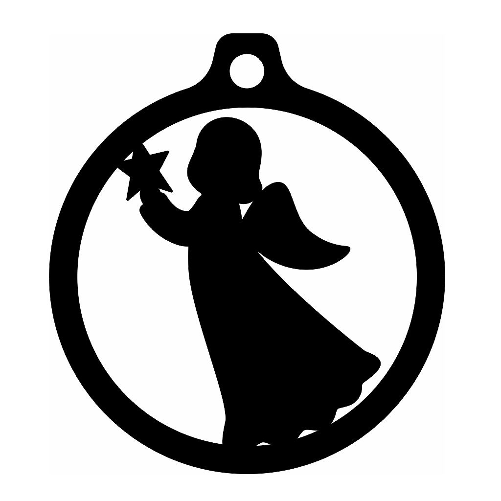 Laser Cut Baby Angel with Star Christmas Bauble Vector