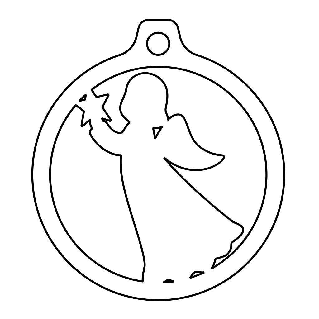 Laser Cut Baby Angel with Star Christmas Bauble Vector