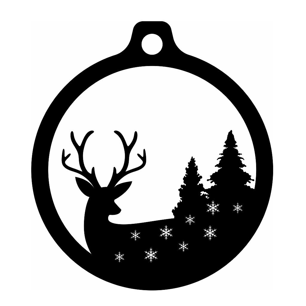 Laser Cut Deer and Trees Christmas Bauble Vector