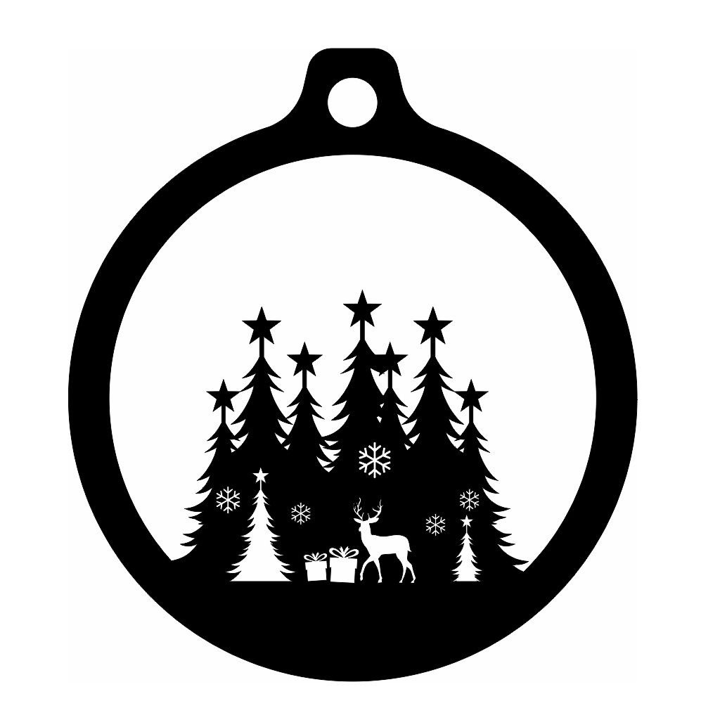 Laser Cut Holiday Pine Decor Ornament Vector