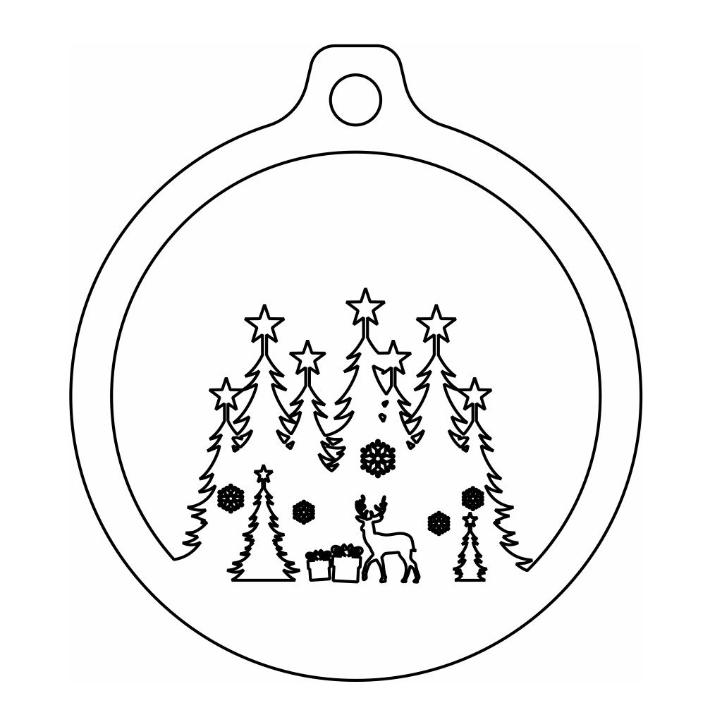 Laser Cut Holiday Pine Decor Ornament Vector