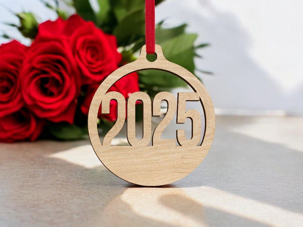 Laser Cut 2025 Bauble Ornament Vector