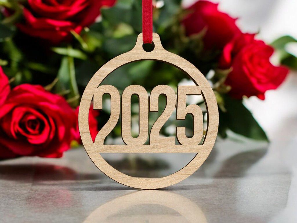 Laser Cut New Year 2025 Decor Ornament Vector