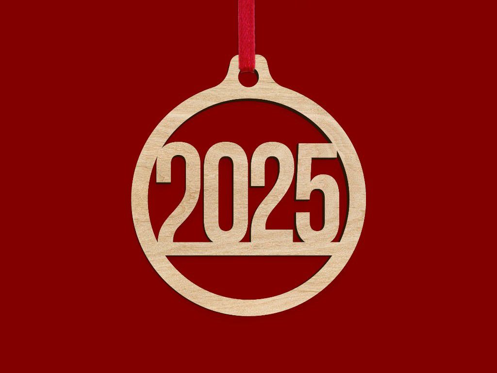 Laser Cut New Year 2025 Decor Ornament Vector