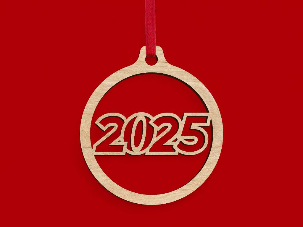 Laser Cut Year 2025 Decor Bauble Vector