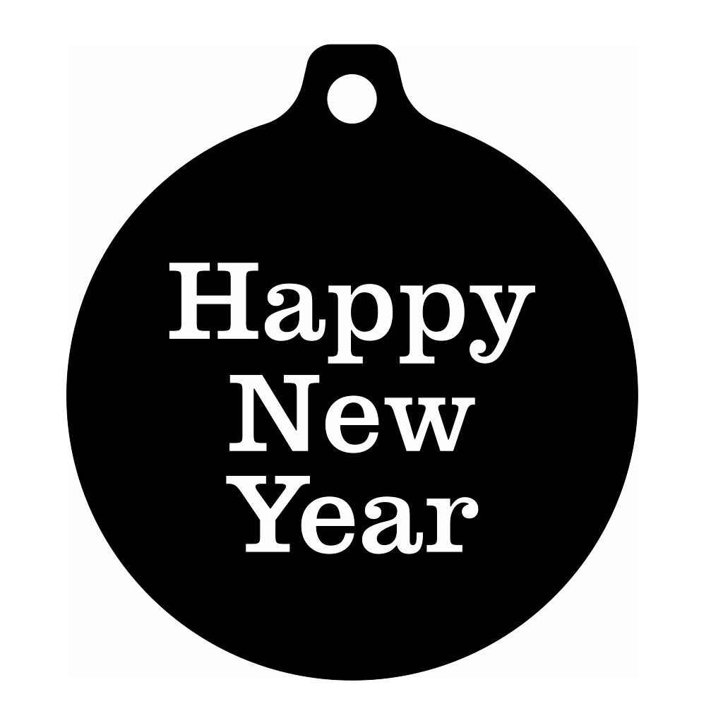Laser Cut Happy New Year Ball Ornament Vector