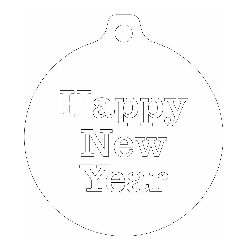 Laser Cut Happy New Year Ball Ornament Vector