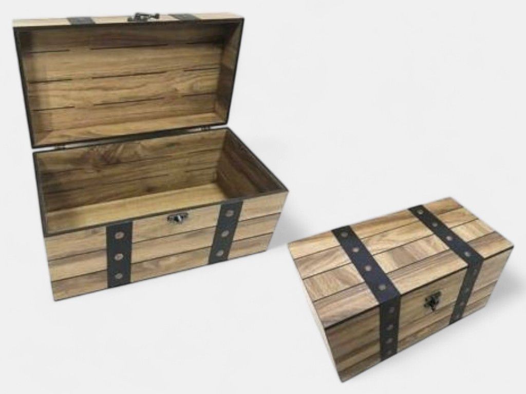Laser Cut Wooden Storage Crate with Lid Vector