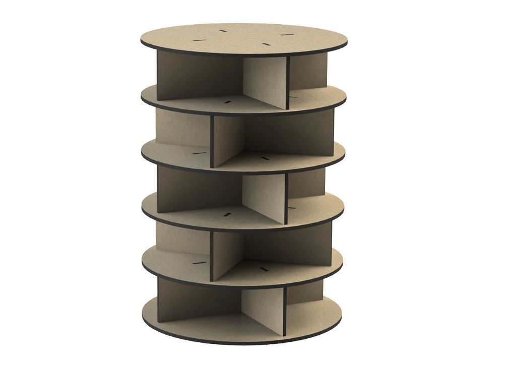 Laser Cut Rotating Shoe Rack Tower Vector