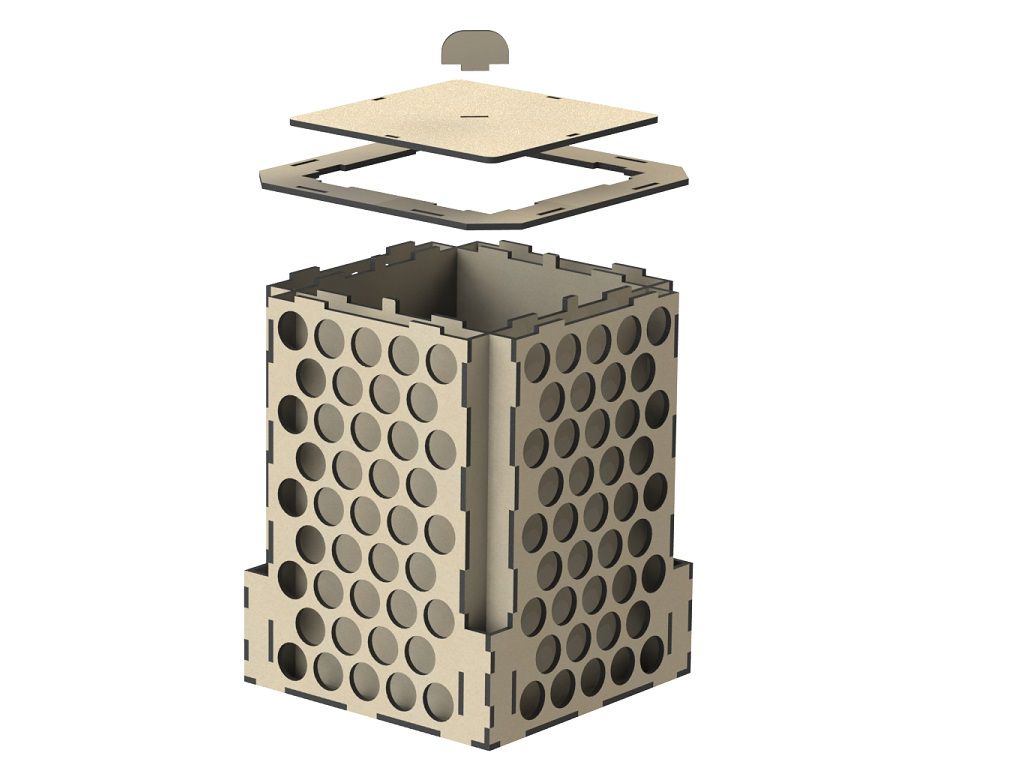 Laser Cut Rotating Ink and Brush Holder Vector