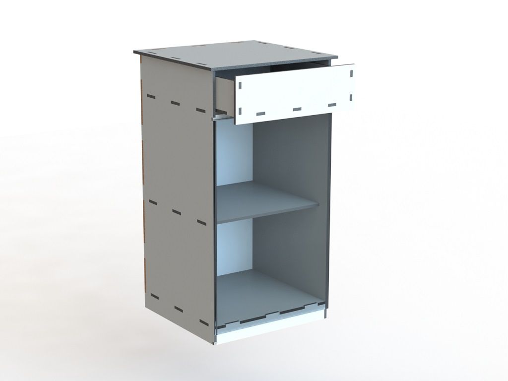 Laser Cut Storage Cabinet with Drawer Vector