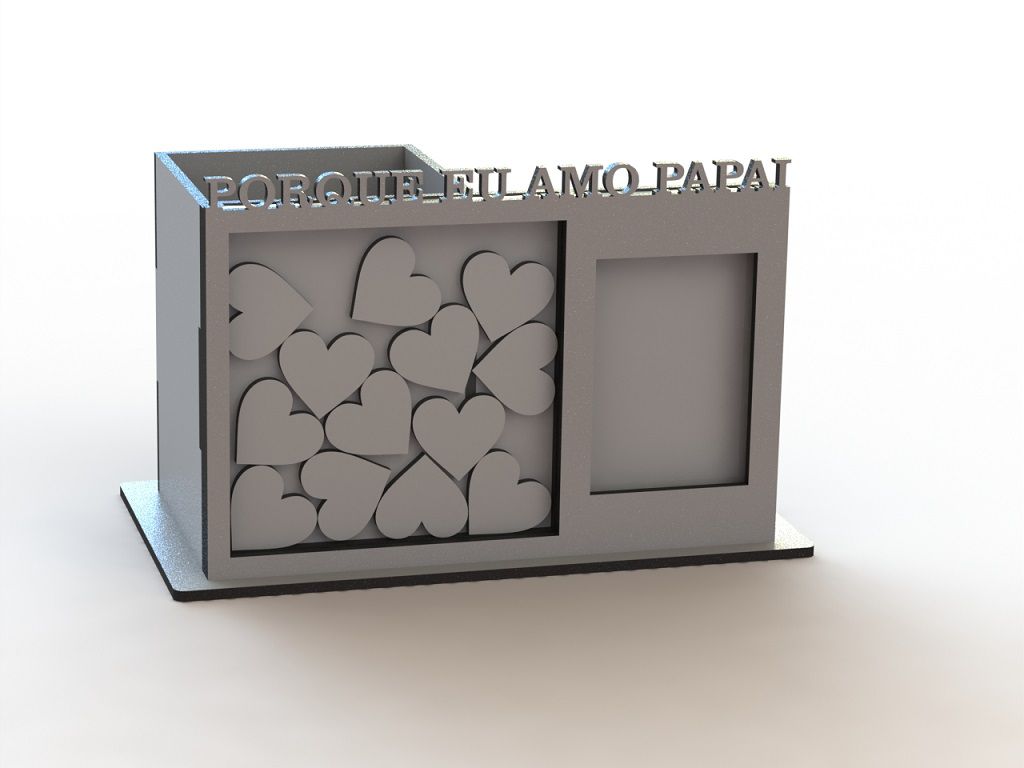 Laser Cut Father Portrait Pen Holder Vector