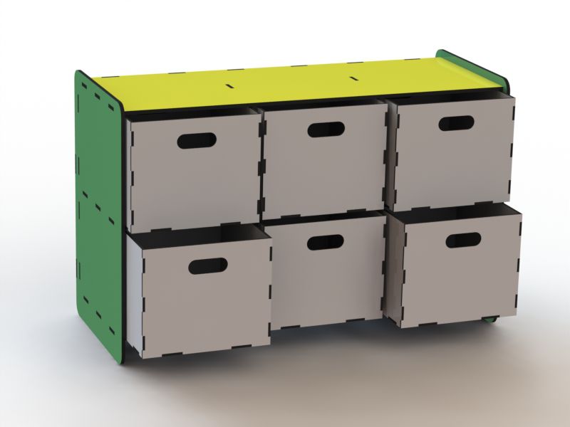 Laser Cut Six Drawer Chest Vector
