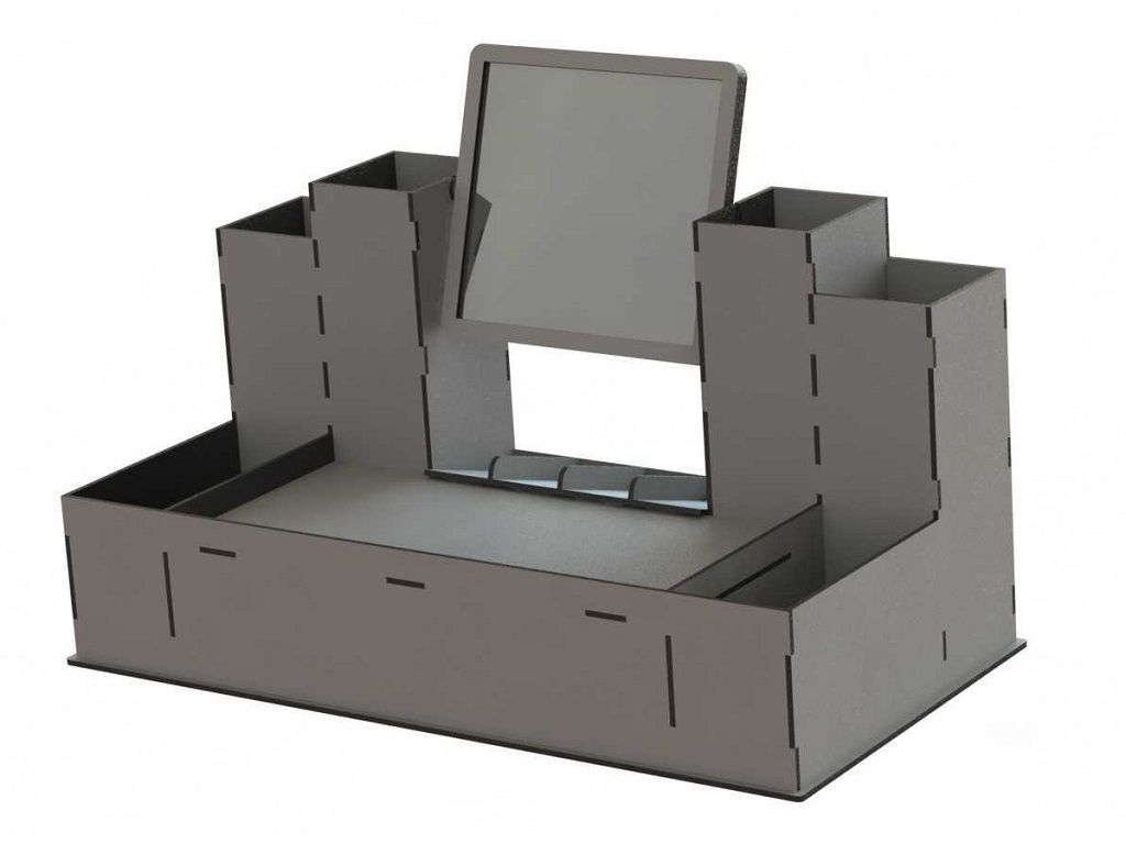 Laser Cut Cosmetic Organizer with Mirror Vector