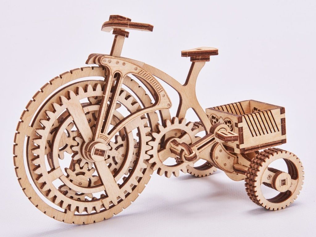 Laser Cut Bicycle 3D Wood Puzzle Model Vector