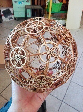 Laser Cut Decorative Sphere Wood Model Vector