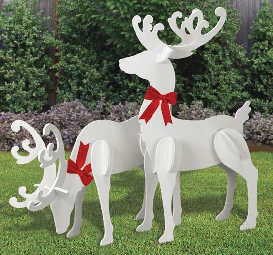 Laser Cut 3D Deer Wood Model Head Down