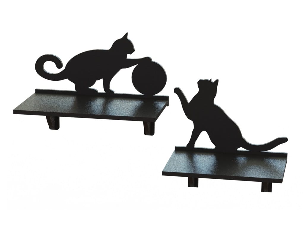 Laser Cut Playing Cat Wall Shelf for Home Decor Vector