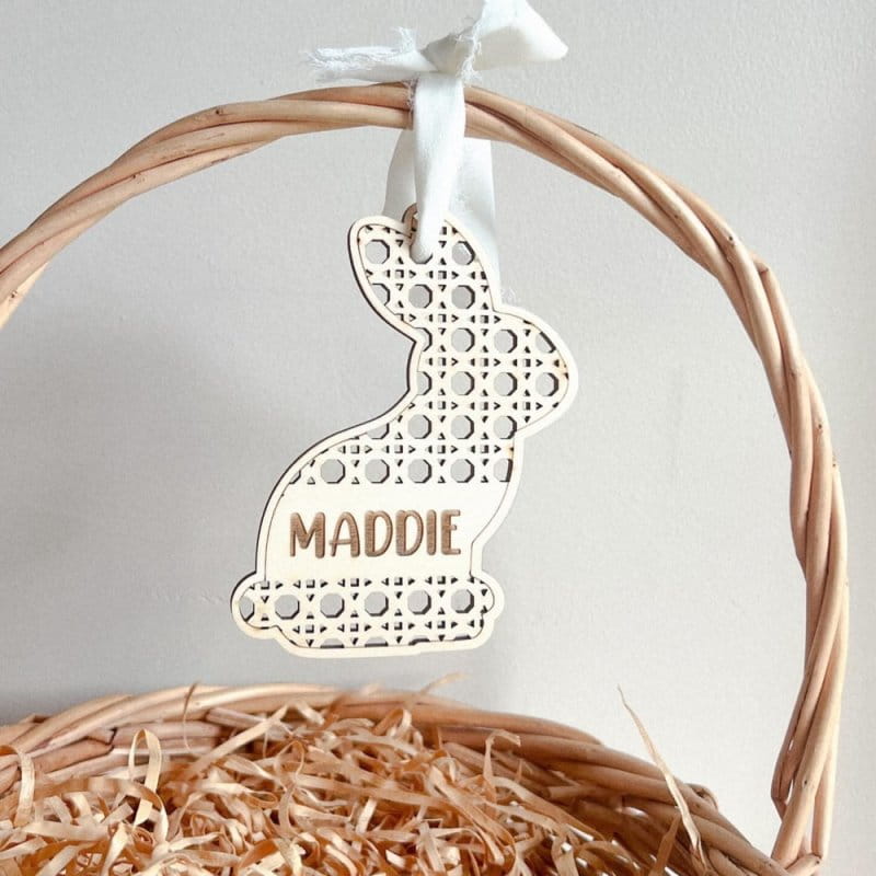 Laser Cut Personalized Easter Bunny Basket Tag