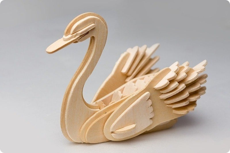Miniature Swan 3D Wooden Puzzle Laser Cut File
