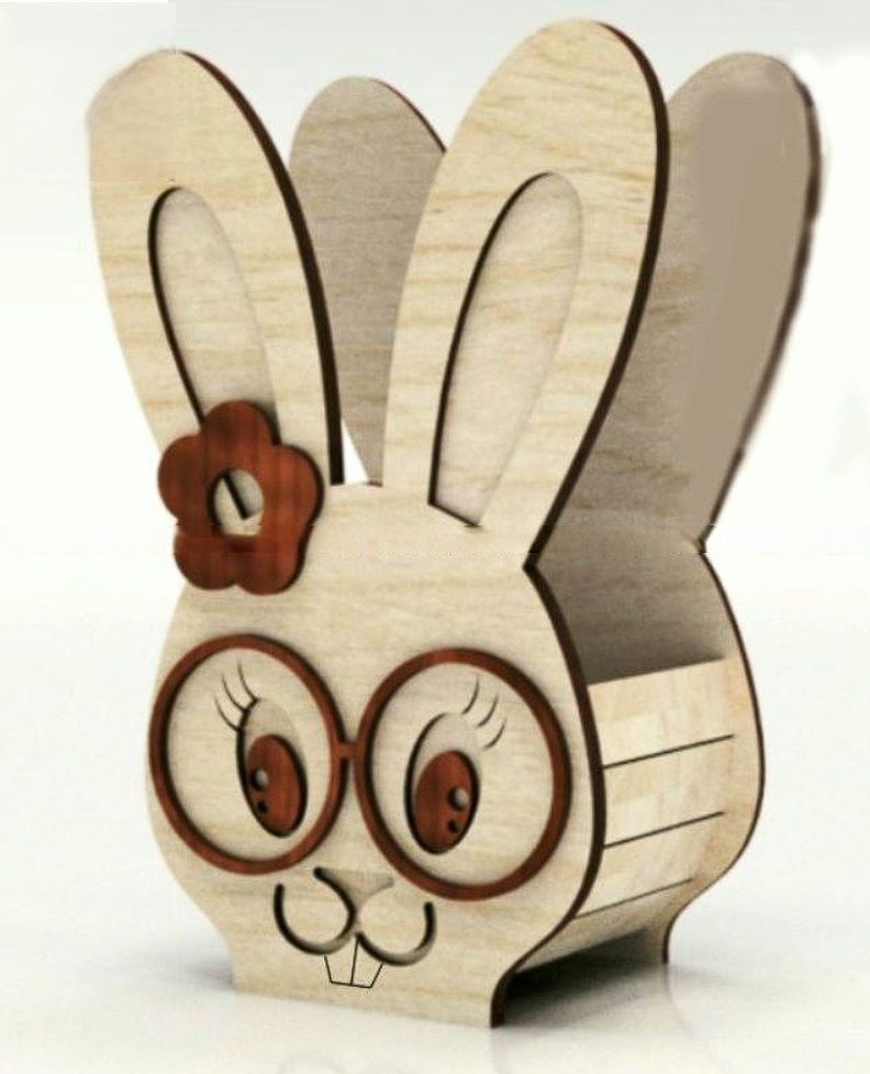 Laser Cut Wooden Bunny Easter Basket