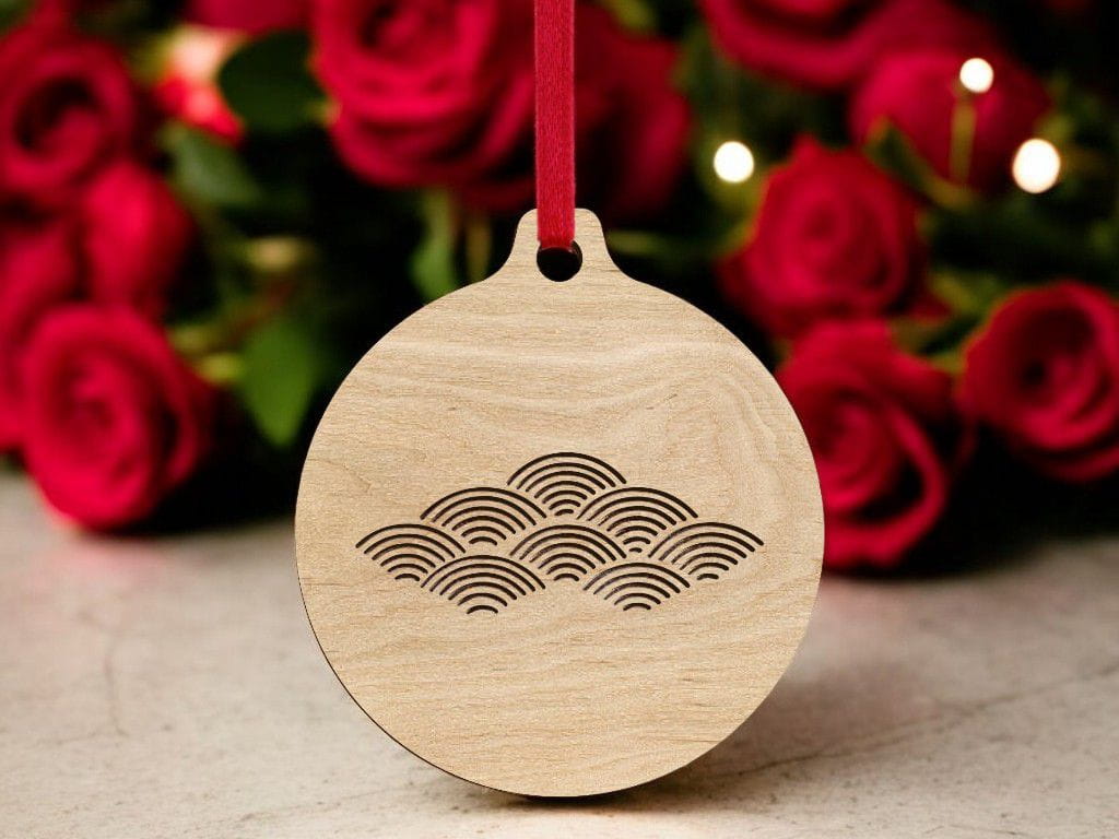 Laser Cut Seigaiha Pattern Christmas Ornament