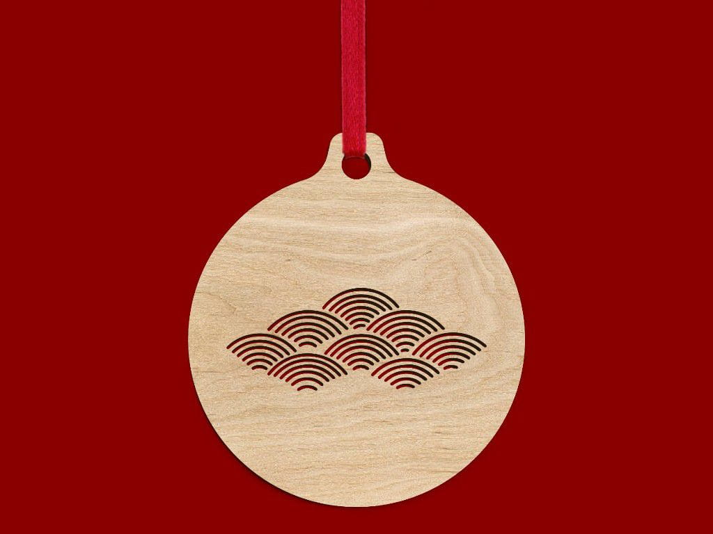Laser Cut Seigaiha Pattern Christmas Ornament