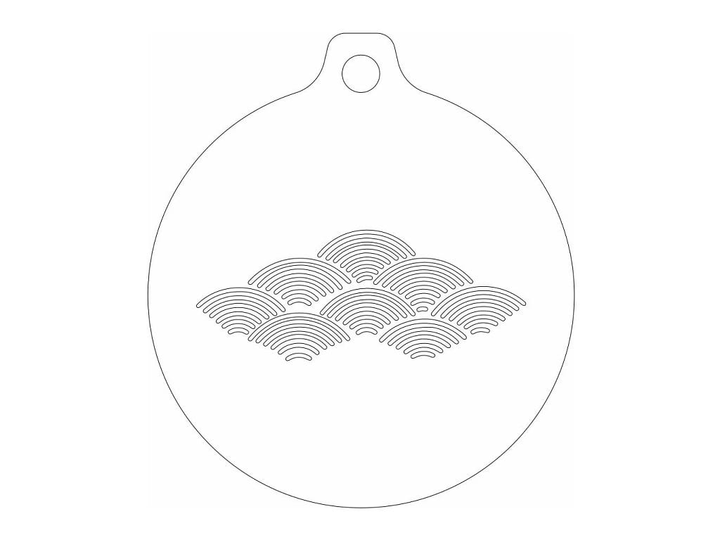 Laser Cut Seigaiha Pattern Christmas Ornament