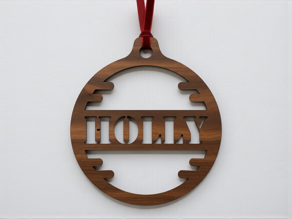 Laser Cut Holly Christmas Ornament