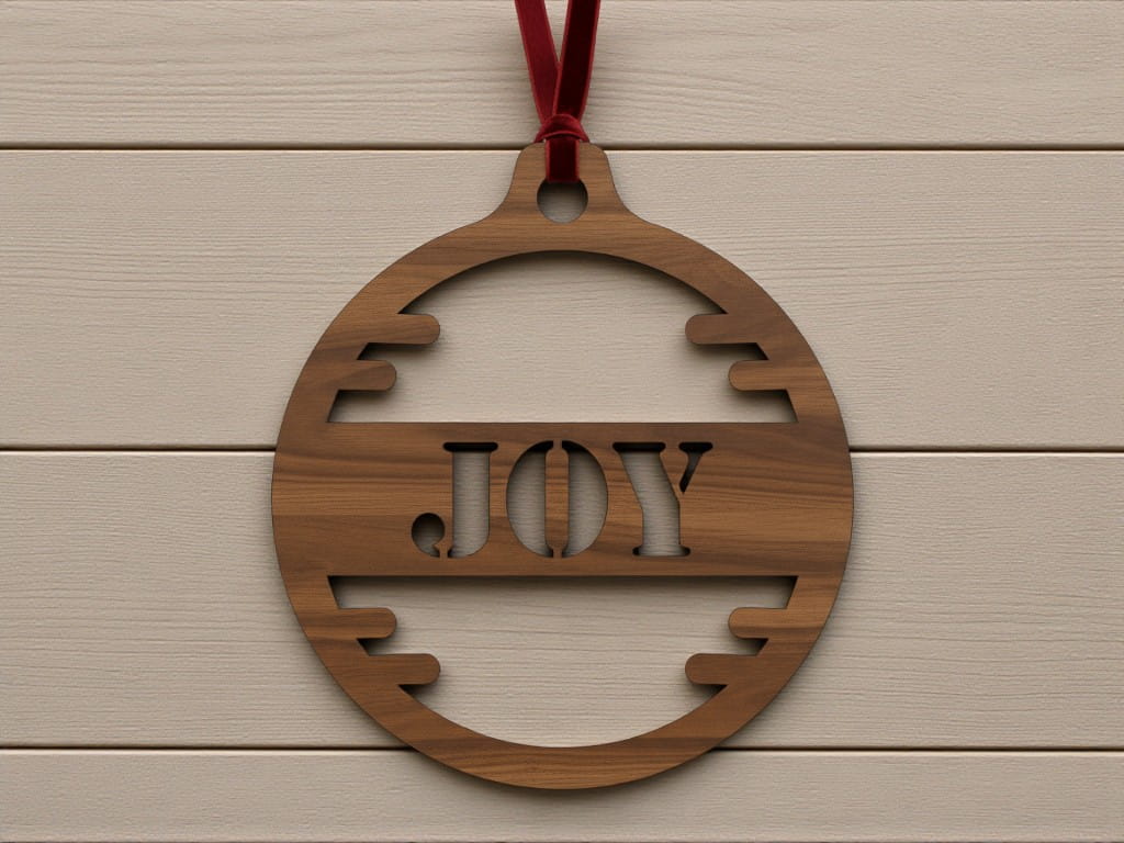 Laser Cut Joy Christmas Ornament