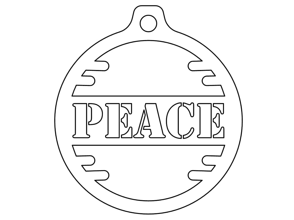 Laser Cut Peace Christmas Ornament