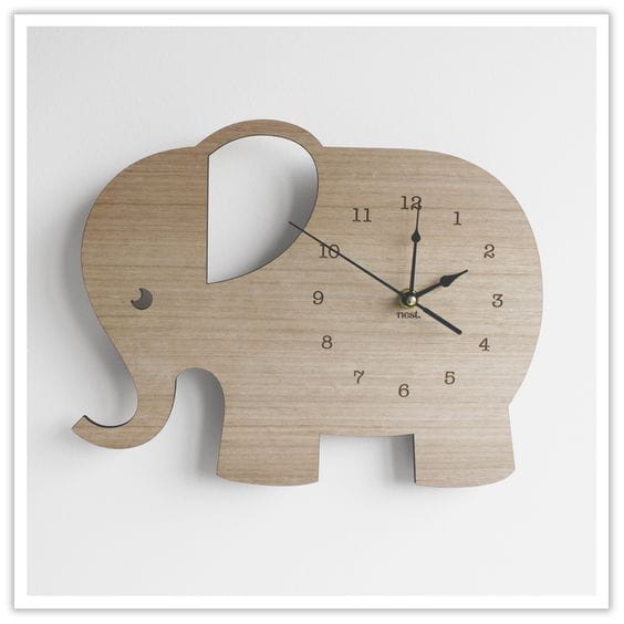 Laser Cut Elephant Nursery Wall Clock
