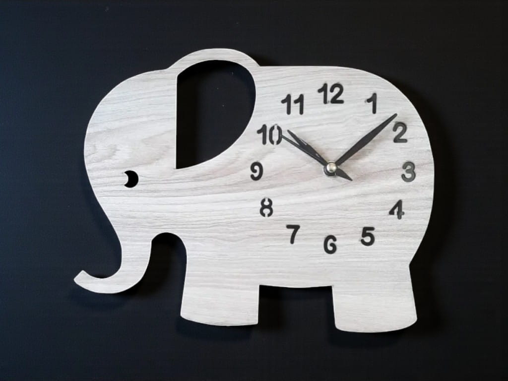 Laser Cut Elephant Nursery Wall Clock
