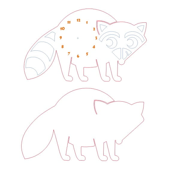 Laser Cut Raccoon Wall Clock Kids Room Decor