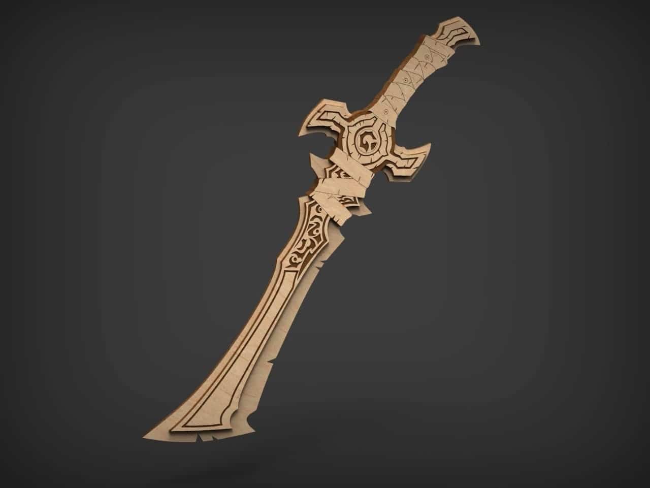 Fantasy Wooden Sword Laser Cut File