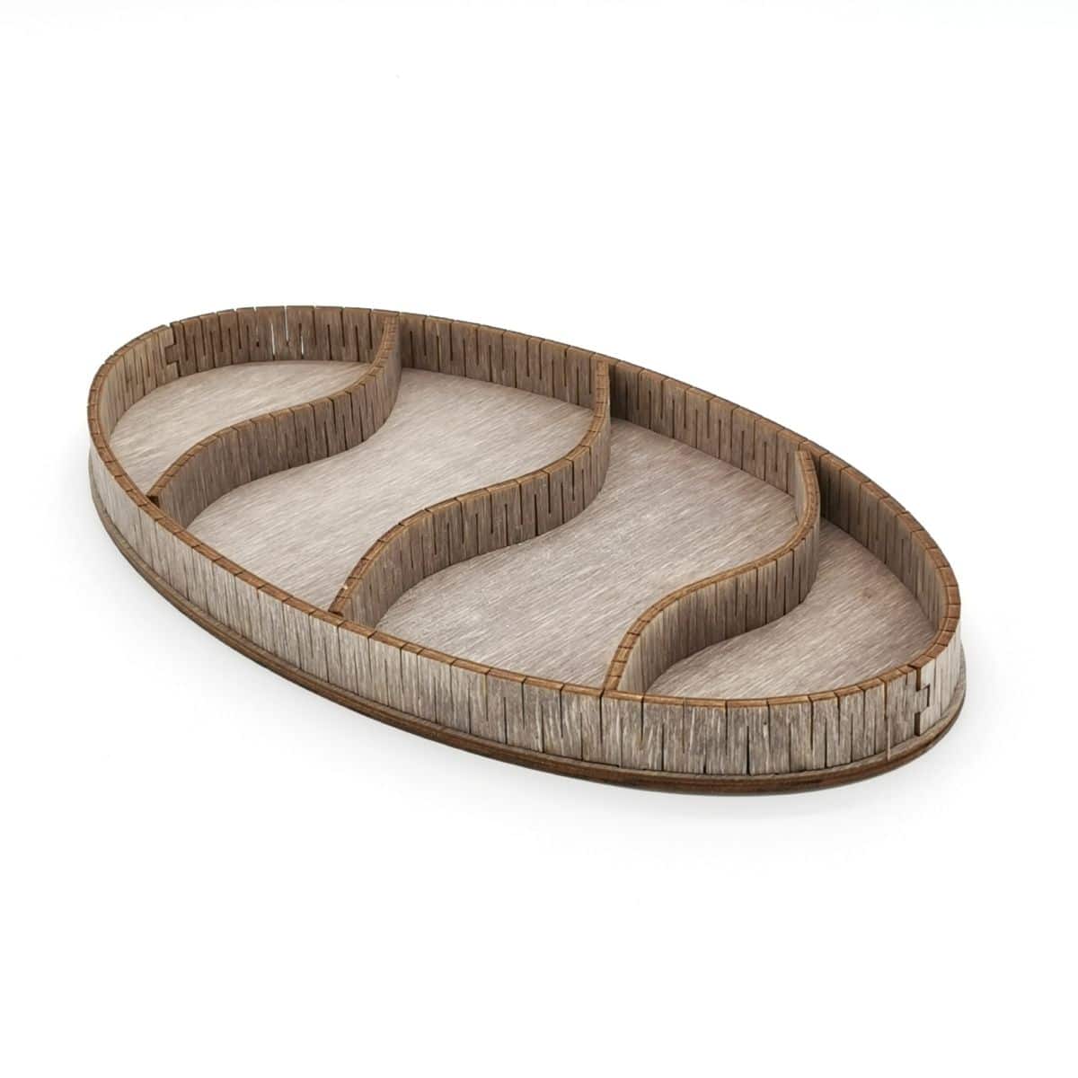 Oval Shaped Wooden Serving Platter with Compartments Laser Cut File