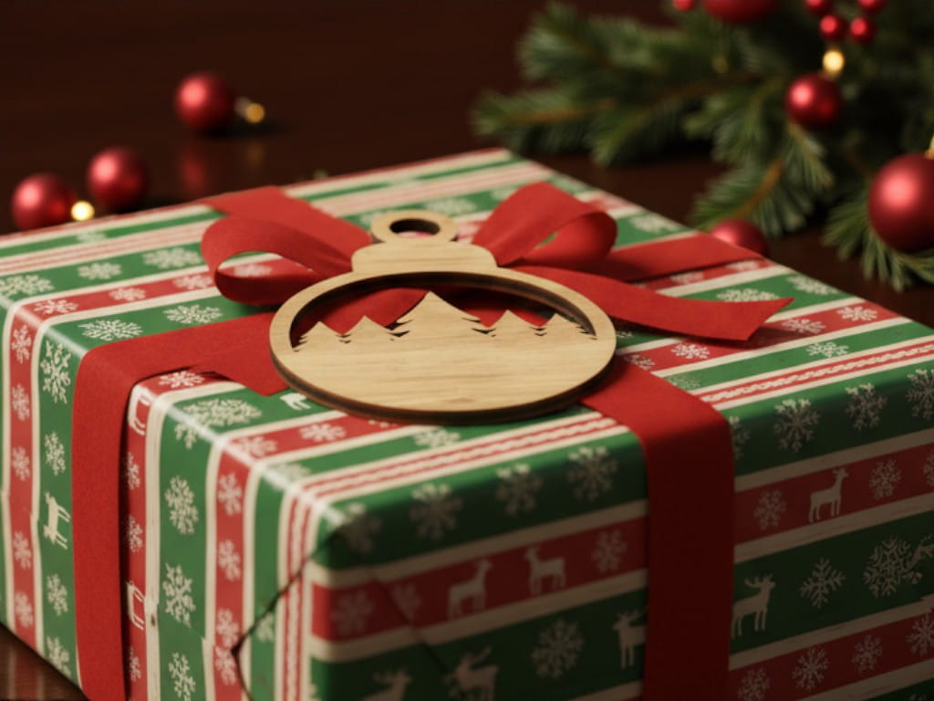 Laser Cut Forest Scene Christmas Ornament