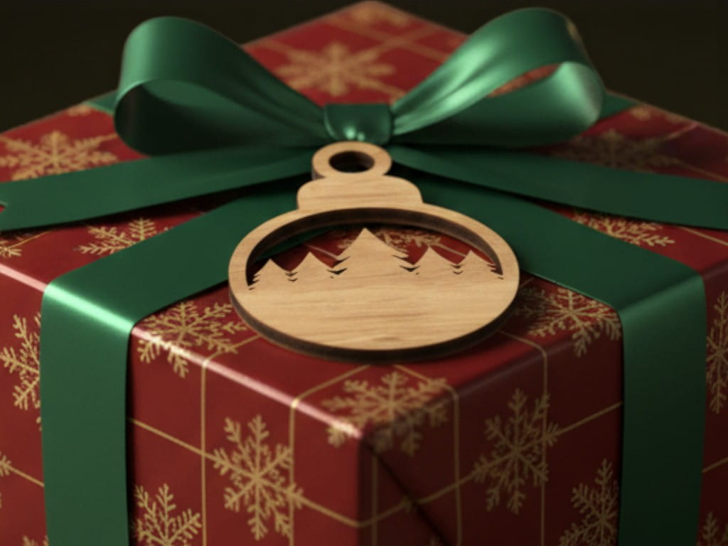 Laser Cut Forest Scene Christmas Ornament