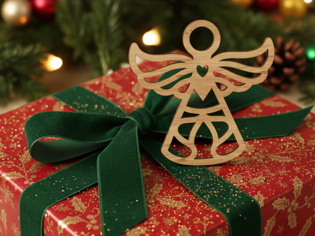 Laser Cut Wooden Angel Ornament