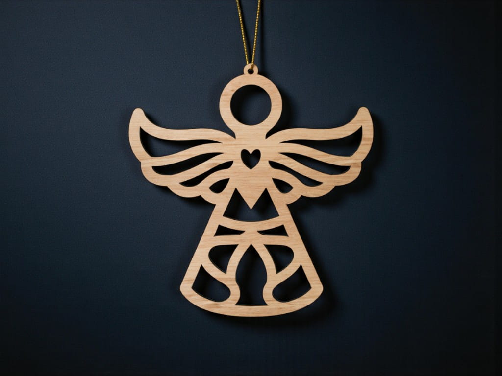 Laser Cut Wooden Angel Ornament