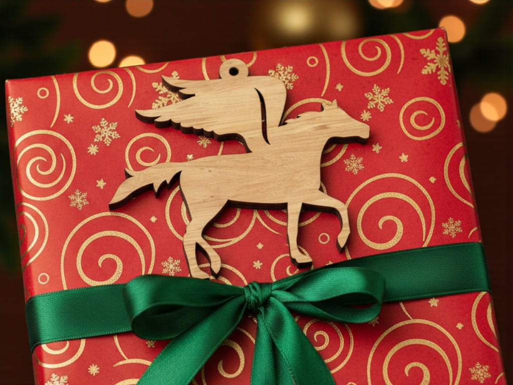 Laser Cut Winged Horse Christmas Ornament