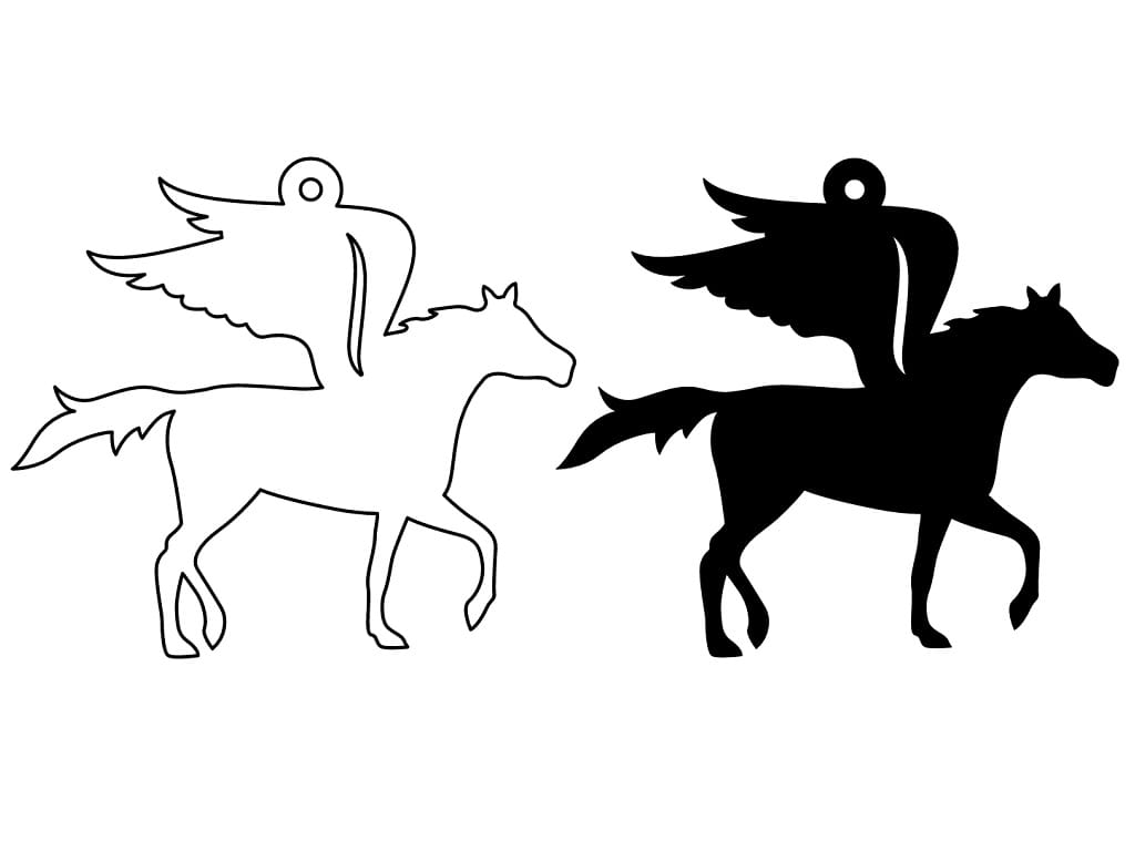 Laser Cut Winged Horse Christmas Ornament