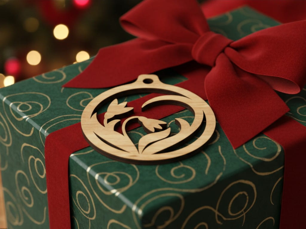 Laser Cut Floral Design Christmas Ornament