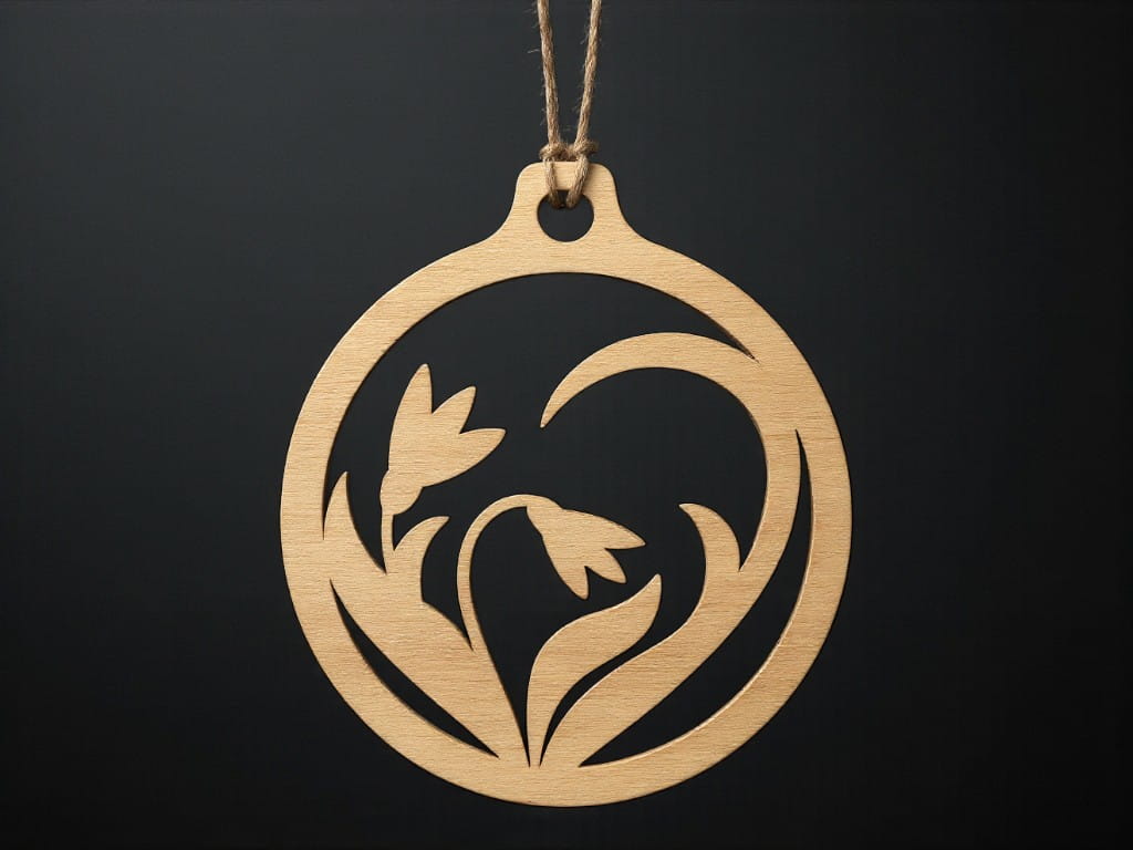 Laser Cut Floral Design Christmas Ornament