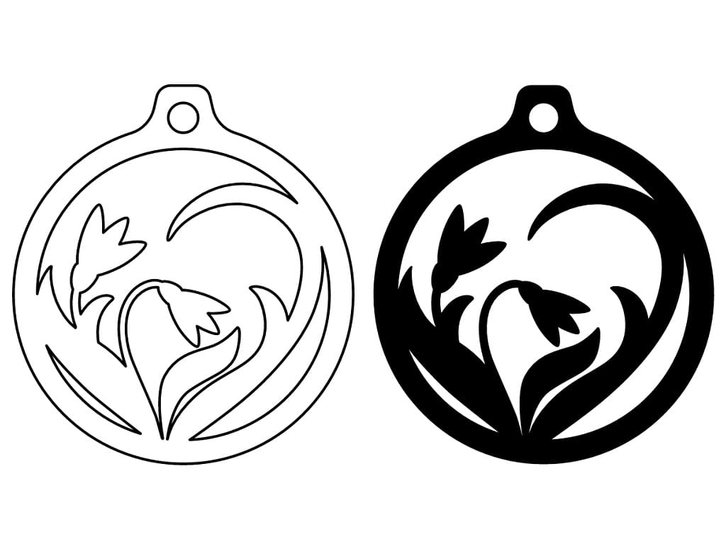 Laser Cut Floral Design Christmas Ornament