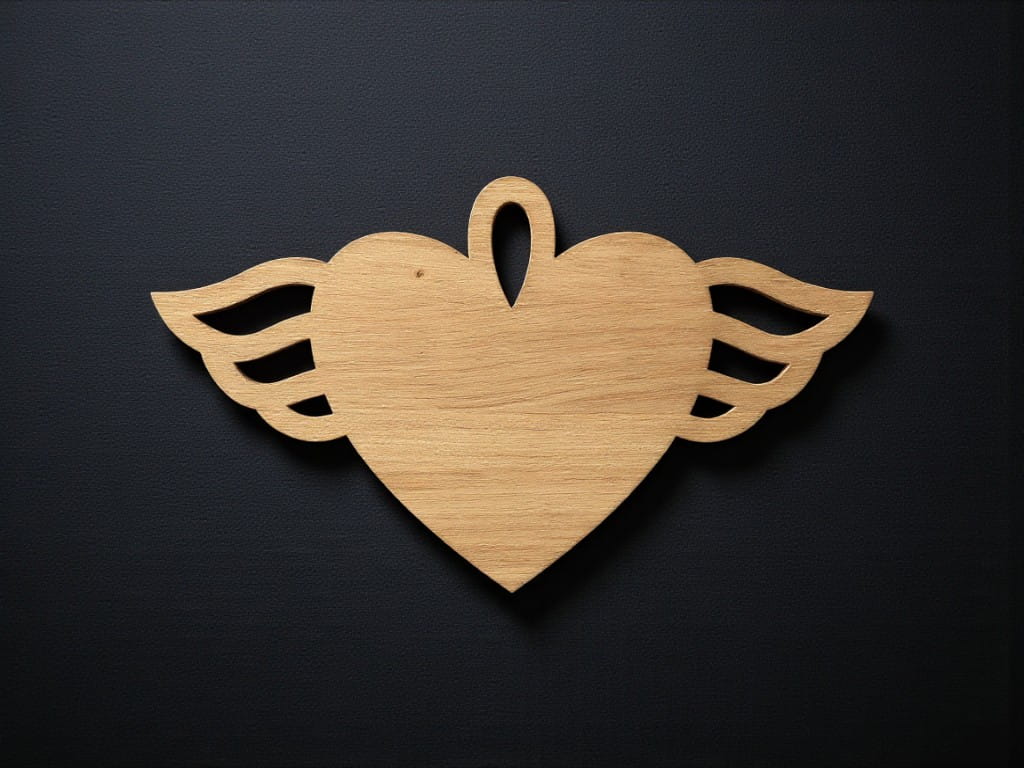 Laser Cut Angel Wings Heart Christmas Ornament